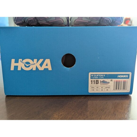 Hoka One One Clifton 9 Womens Running Shoes Size 11B Light Blue & Purple Mesh - Picture 2 of 6